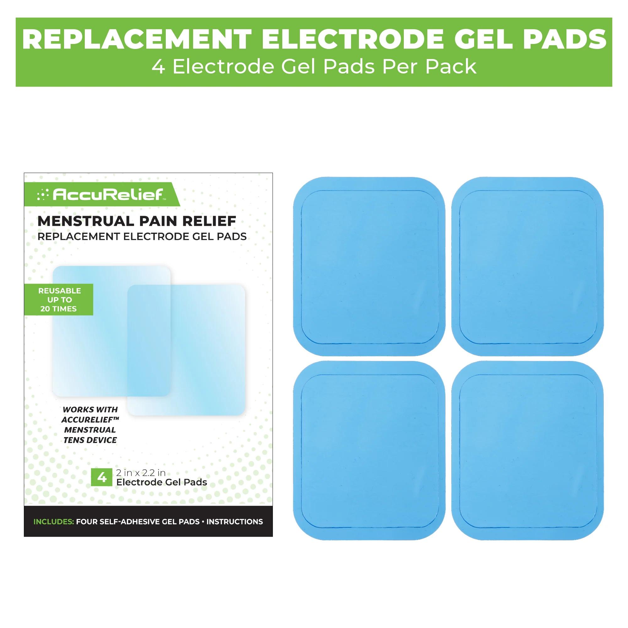 AccuRelief Menstrual Pain Relief TENS Unit Replacement Pads - Image 4