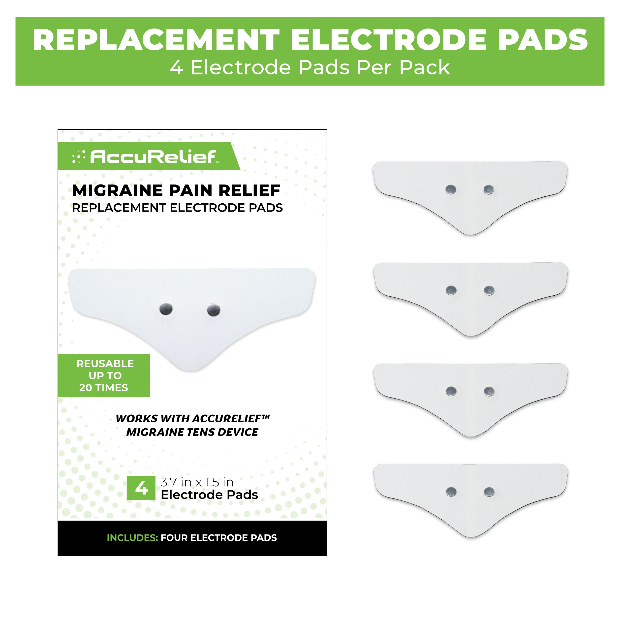 AccuRelief TENS Unit for Migraines Replacement Pads - 4 Pack - Image 7
